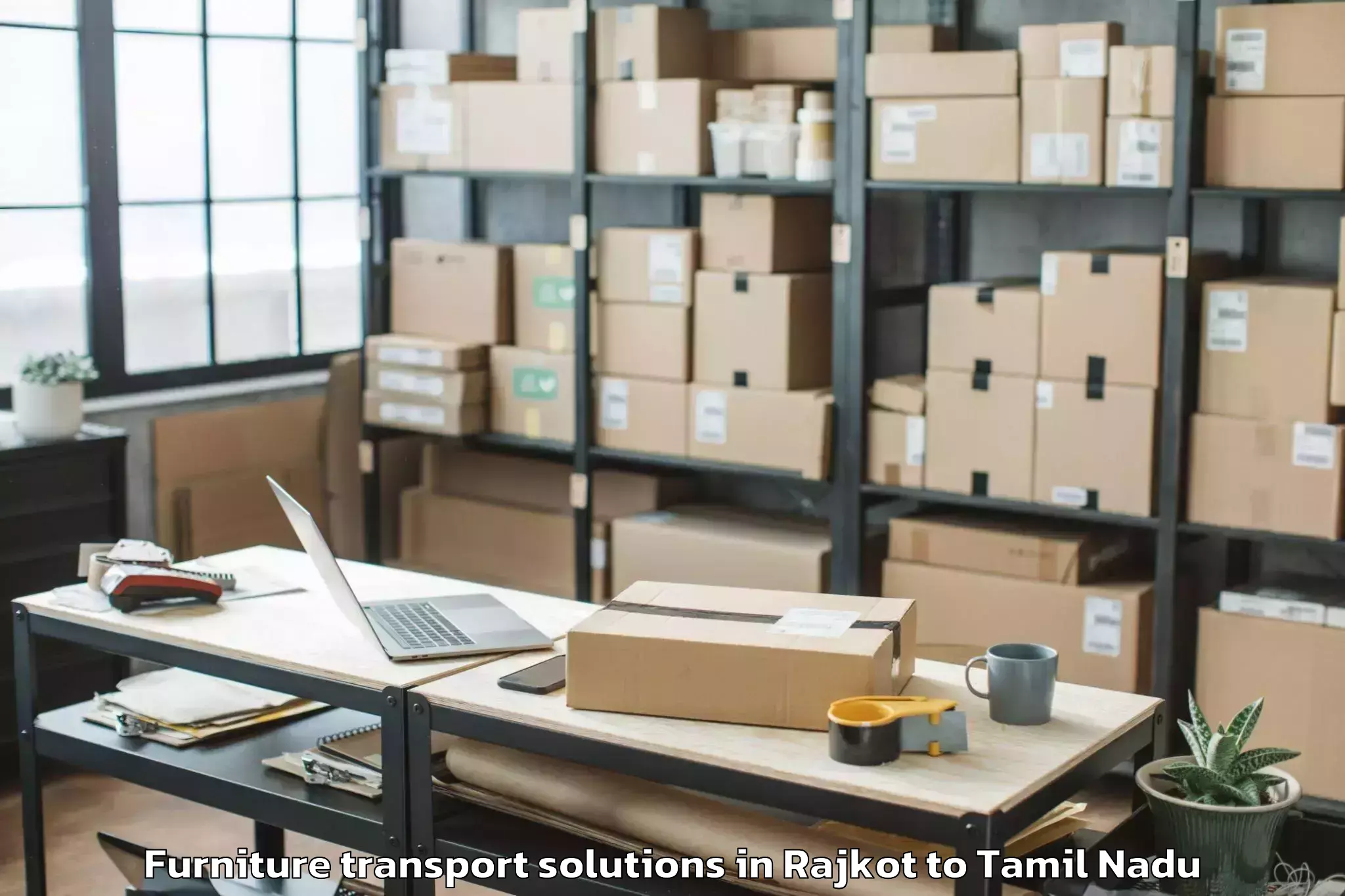 Book Rajkot to Thiruthuraipoondi Furniture Transport Solutions Online